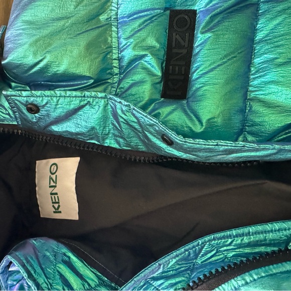 Kenzo short puffer coat in iridescent blue - Picture 5 of 10